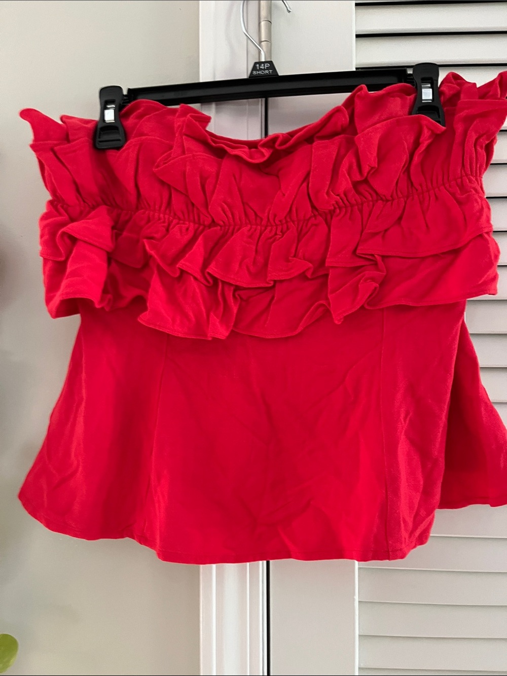 Sienna Sky Red Ruffled Strapless Top